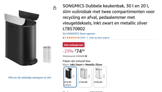 SONGMICS Afvalscheidingssysteem met 2 compartimenten voor €74,99