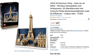 LEGO 21064 Architecture Parijs – Stad van de liefde voor €60 bij Amazon
