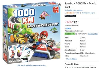 Jumbo 1000KM Mario Kart Bordspel voor €12 bij Amazon
