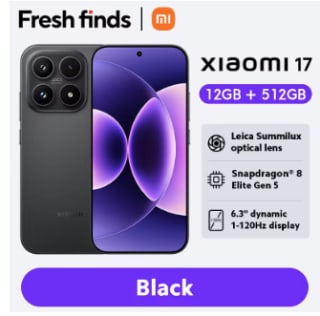 Xiaomi 17 512Gb voor €724 dmv code bij Aliexpress