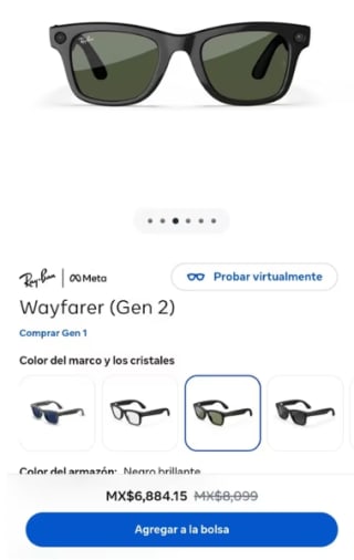 Ray-Ban Meta Wayfarer (Gen 2) por $6,884 | Meta
