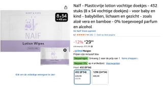 Naïf - Water Billendoekjes - 864 doekjes voor €29,99 bij Amazon