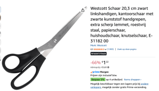 Schaar Westcott Buro RVS 21cm, voor Linkshandigen voor €1,22 bij Amazon