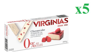 5 x Turrón tarta de queso con frambuesa sin azúcar añadido Virginias 200 grs a 12.5€