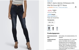 ONLY Skinny Jeans 'ONLWauw' ivoor €15,99 bij Amazon