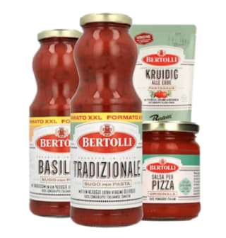 1+1 gratis op Alle Bertolli Pasta, pesto en pizza bij de plus