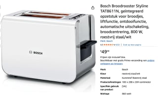 Bosch Broodrooster Styline voor €49 bij Amazon
