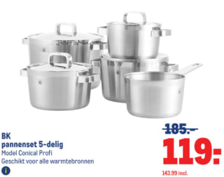 BK-pannenset 5-delig voor €143,99
