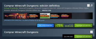 Minecraft Dungeons: Edición Definitiva por $117 | Oferta Steam
