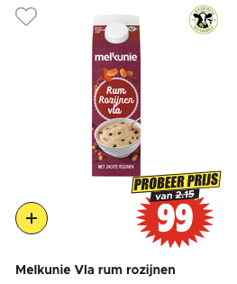 Melkunie Vla rum rozijnen voor €0,99 bij Dirk
