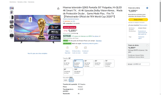 Pantalla Hisense 50" Hi-QLED 4K por $4,695 | Amazon