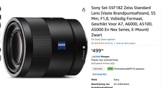 Sony FE 55mm F/1.8 ZEISS Sonnar T voor €499 bij Amazon