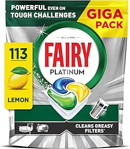 Fairy Platinum Dishwasher Tablets, Lemon, 113 Capsules (£12.27 S&S)