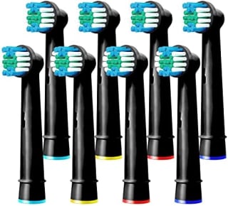 Oral B Compatible Toothbrush Head, Replacement Brush Heads 8 pack Black / white - W/
