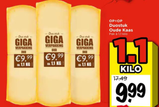 Duo stuk oude kaas 1.1 KG voor €9,99 bij Vomar