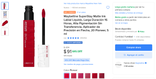 Maybelline SuperStay Labial Líquido por $91 | Mercado Libre