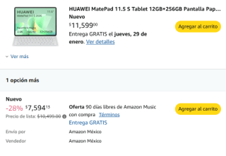 Huawei MatePad 11.5 S 2026 256GB por $7,594 | Amazon