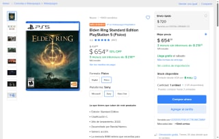 Elden Ring PS5 Físico por $655 | Oferta Mercado Libre