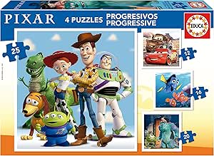 Puzzles Progresivos infantiles Pixar 12-16-20-25 piezas educa por 5.99€