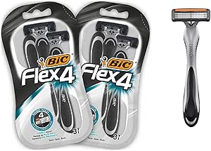 BIC Flex 4 Disposable Men's 4-Blade Razors with Moveable Blades for a Close Shave,