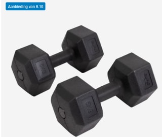 Crane Dumbbells Ca. 10 kg of 2x ca. 5 kg. voor €9,99 bij de Aldi