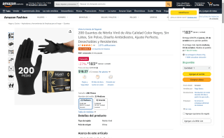 Guantes Nitrilo Vinil 200 unidades por $183 | Oferta Amazon