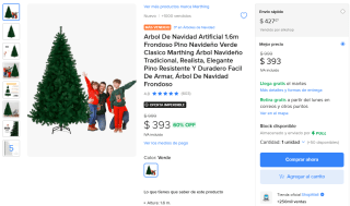 Árbol Navidad 1.6m por $393 | Mercado Libre