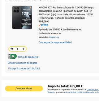 Móvil Xiaomi 17T Pro de 12GB+512GB por 499€