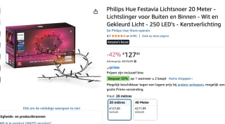 2 Stuks Philips Hue Festavia Lichtslinger 20m 250LEDs Kleur voor €190,50 bij Amazon