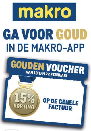 15% korting op je gehele factuur bij de makro