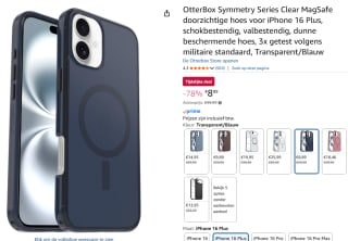 OtterBox Symmetrie Heldere MagSafe Apple iPhone 16 Plus voor €8,89 bij Amazon
