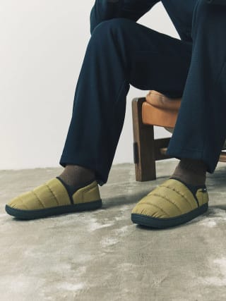 Cordura Quilted Slippers – Green & Olive, Multiple Sizes