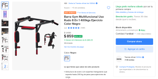 Barra de Gym multifuncional por $784 | Mercado Libre