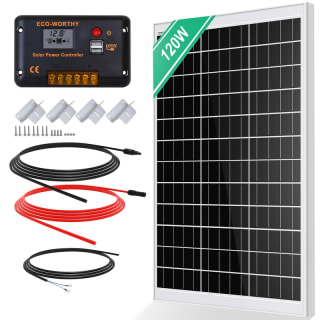 Kit de Placa Solar 12V Monocristalino de 120W con Regulador de Carga 30A por 59.99€