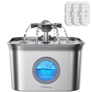 Fuente para gatos de acero inoxidable 2,8 L con luz LED y 3 filtros por 14.99€