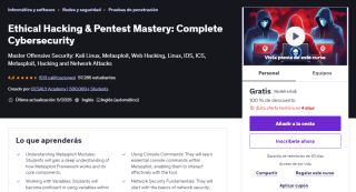 Curso Ethical Hacking & Pentest Mastery: Complete Cybersecurity Gratis | Udemy