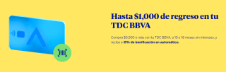 Hasta $1,000 de Reintegro en TDC BBVA