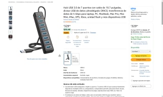 Hub USB 3.0 7 Puertos 19.7" por $247 | Amazon