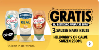gratis: 3 Sauzen naar keuze! bij je aankopen bij de Jumbo