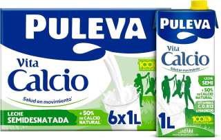 6 litros Puleva Calcio Leche Desnatada, Entera o Semidesnatada por 6,78€