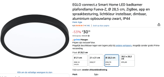 EGLO connect.z Fueva-Z Smart Opbouwlamp - Ø 28,5 cm voor €30,70 bij Amazon