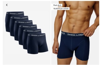 Lot de 6 Boxers Classic Trunks DANISH ENDURANCE en Bleu Foncé à 59,95€