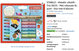 STABILO Trio DECO - Metallic Viltstift Etui Met 8 Kleuren voor €5,54 bij Amazon