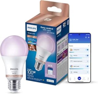 Philips Smart Lighting, Bombilla Inteligente LED RGB A60, E27, 1521 lm por 9.99€