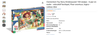 Clementoni Toy Story Kinderpuzzel 104 stukjes voor €2,99 bij Amazon