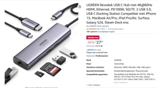 UGREEN Revodok USB C Hub met 4K@60Hz HDMI voor €27,07 bij Amazon