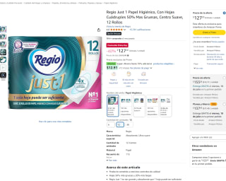 Papel Higiénico Regio Just 1 por $127 | Oferta Amazon