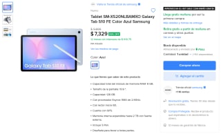 Tablet Samsung Galaxy Tab S10 FE 128GB por $4,652 | Mercado Libre (Santander 3 MSI)