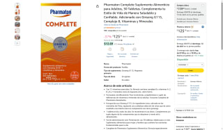 Pharmaton Complete 30 Tabletas por $125 | Amazon