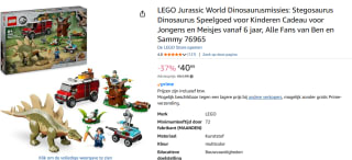 LEGO Jurassic World Dinosaurusmissies: Stegosaurus ontdekking voor €40,99 bij Amazon